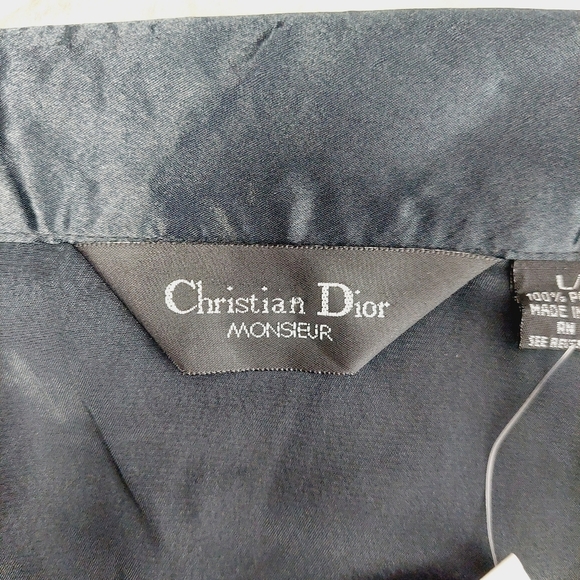 New Vintage Christian Dior Monsieur Black Satin Sleepshirt P5058 - Picture 5 of 8